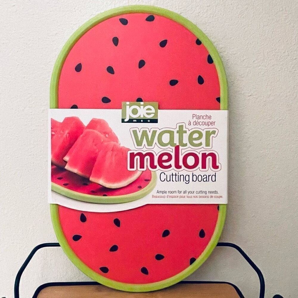 NWT Gorgeous JOIE Red Green Black Watermelon Plastic Cutting Board